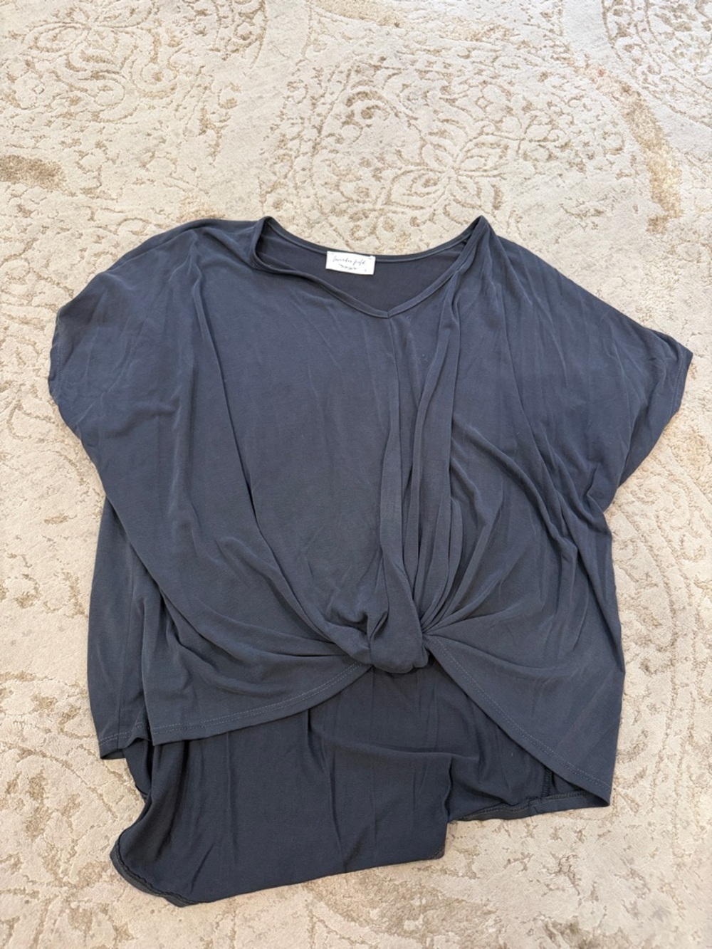 lavender field Black Knot-Front Short Sleeve Tee